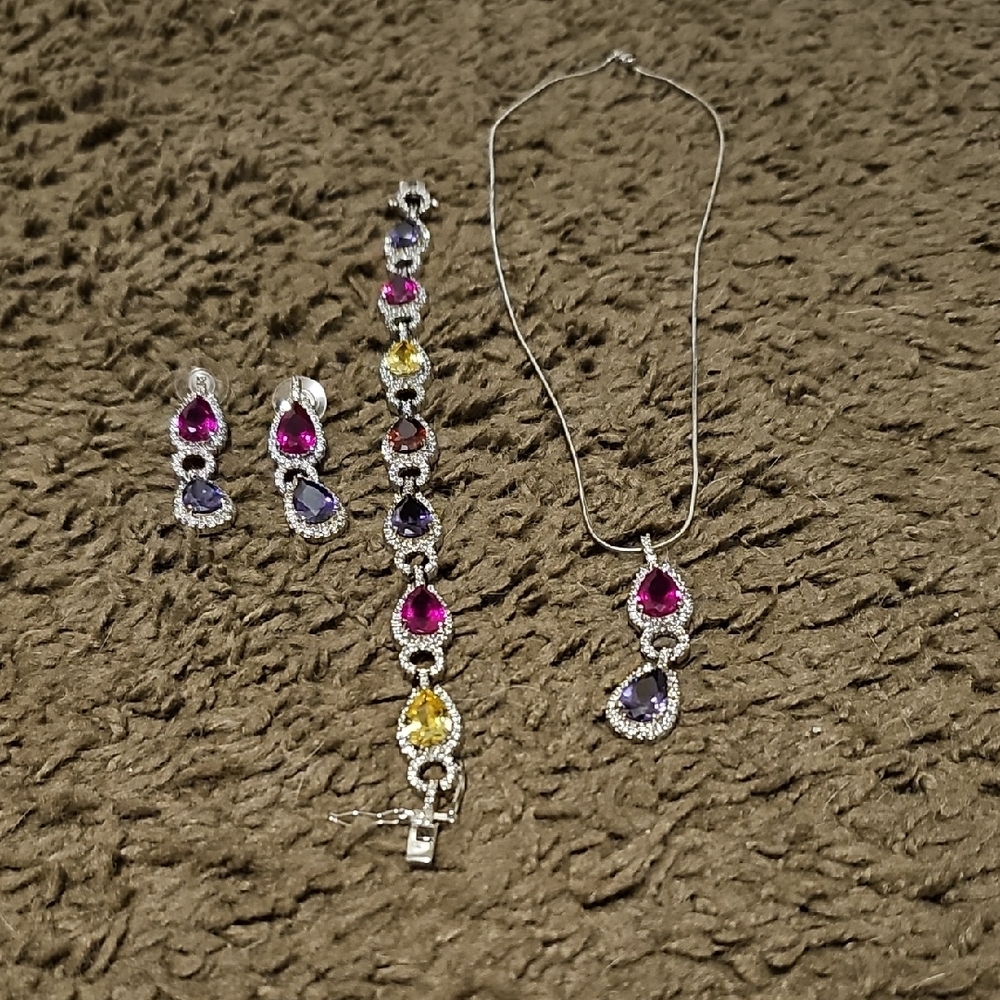 Elegant Multi-Color Gemstone Jewelry Set
